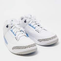 Air Jordan White/Blue Leather Jordan 3 Retro UNC 2020 High Top Sneakers Size 47