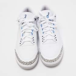 Air Jordan White/Blue Leather Jordan 3 Retro UNC 2020 High Top Sneakers Size 47