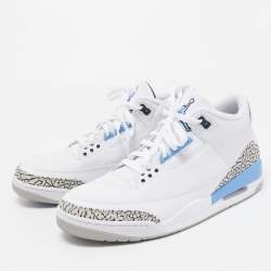 Air Jordan White/Blue Leather Jordan 3 Retro UNC 2020 High Top Sneakers Size 47