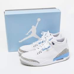 Air Jordan White/Blue Leather Jordan 3 Retro UNC 2020 High Top Sneakers Size 47