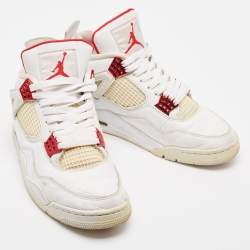 Pre Owned Air Jordans White Leather jordan 4 Retro Sneakers Size 43