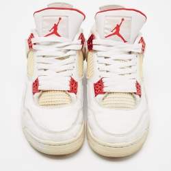 Pre Owned Air Jordans White Leather jordan 4 Retro Sneakers Size 43