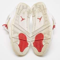 Pre Owned Air Jordans White Leather jordan 4 Retro Sneakers Size 43