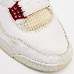 Pre Owned Air Jordans White Leather jordan 4 Retro Sneakers Size 43