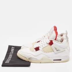 Pre Owned Air Jordans White Leather jordan 4 Retro Sneakers Size 43
