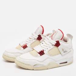 Pre Owned Air Jordans White Leather jordan 4 Retro Sneakers Size 43