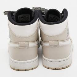 Pre Owned Air Jordans Cream Leather Jordan 1 Mid Desert Sand High Top Sneakers Size 40
