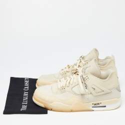 Air Jordan x Off White Cream Leather and Mesh 4 Retro Sail Sneakers Size 46