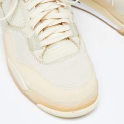 Air Jordan x Off White Cream Leather and Mesh 4 Retro Sail Sneakers Size 46