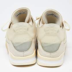 Air Jordan x Off White Cream Leather and Mesh 4 Retro Sail Sneakers Size 46
