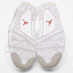 Pre Owned Air Jordan White Leather and Fabric 4 Retro White Oreo Sneakers Size 44