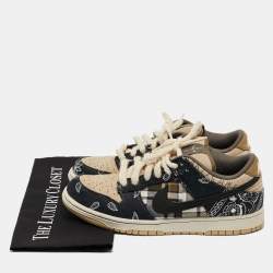 Nike SB Beige/Blue Demin and Nubuck Leather Dunk Low Top Sneakers Size 42.5