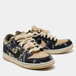 Nike SB Beige/Blue Demin and Nubuck Leather Dunk Low Top Sneakers Size 42.5