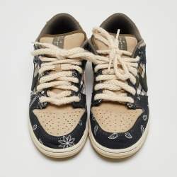 Nike SB Beige/Blue Demin and Nubuck Leather Dunk Low Top Sneakers Size 42.5