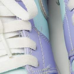 Pre Owned Air Jordans Purple/Green Leather Air Jordan 1 Mid Sneakers Size 43