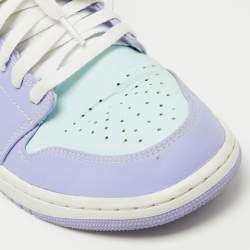 Pre Owned Air Jordans Purple/Green Leather Air Jordan 1 Mid Sneakers Size 43