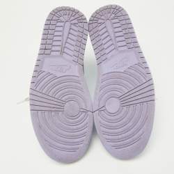 Pre Owned Air Jordans Purple/Green Leather Air Jordan 1 Mid Sneakers Size 43