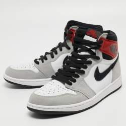 Pre Owned Air Jordans Multicolor Leather Air Jordan 1 Retro High OG Light Smoke Grey Sneakers Size 43