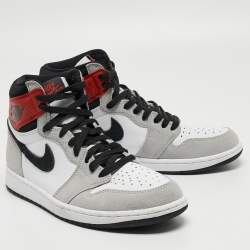 Pre Owned Air Jordans Multicolor Leather Air Jordan 1 Retro High OG Light Smoke Grey Sneakers Size 43