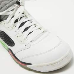 Pre Owned Air Jordan White Leather Jordan 5 Retro Poison Green Sneakers Size 47.5