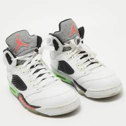 Pre Owned Air Jordan White Leather Jordan 5 Retro Poison Green Sneakers Size 47.5