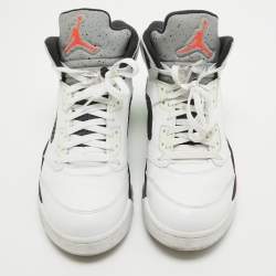 Pre Owned Air Jordan White Leather Jordan 5 Retro Poison Green Sneakers Size 47.5