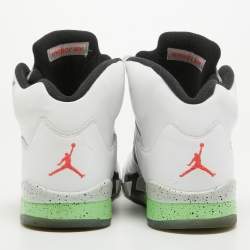 Pre Owned Air Jordan White Leather Jordan 5 Retro Poison Green Sneakers Size 47.5