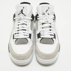 Air Jordans White Leather Jordan 4 Retro Military Black Sneakers Size 45.5
