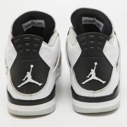 Air Jordans White Leather Jordan 4 Retro Military Black Sneakers Size 45.5