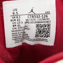 Pre Owned Air Jordans White/Grey Leather Jordan 3 Retro Cardinal Red Sneakers Size 43