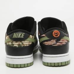  Nike Multicolor Canvas and Leather Dunk Low SE Camo Sneakers Size 40.5