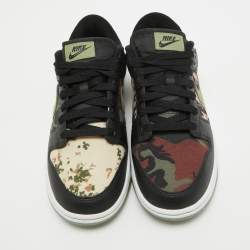  Nike Multicolor Canvas and Leather Dunk Low SE Camo Sneakers Size 40.5