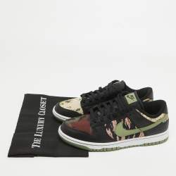  Nike Multicolor Canvas and Leather Dunk Low SE Camo Sneakers Size 40.5