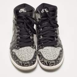 Pre Owned Air Jordans Grey Leather Jordan 1 Retro High OG Rebellionaire Sneakers Size 44