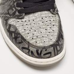 Pre Owned Air Jordans Grey Leather Jordan 1 Retro High OG Rebellionaire Sneakers Size 44