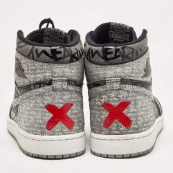 Pre Owned Air Jordans Grey Leather Jordan 1 Retro High OG Rebellionaire Sneakers Size 44
