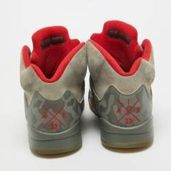 Pre Owned Air Jordans Grey Suede Jordan 5 Retro P51 Camo Sneakers Size 47.5