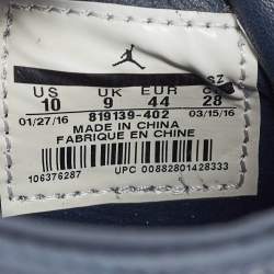 Pre Owned Air Jordans Navy Blue Leather Jordan 4 Retro Obsidian Sneakers Size 44