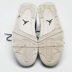 Pre Owned Air Jordans Navy Blue Leather Jordan 4 Retro Obsidian Sneakers Size 44