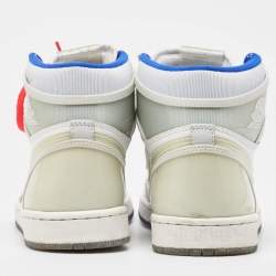 Air Jordans White Leather Jordan 1 Retro High Zoom White Racer Blue Sneakers Size 41