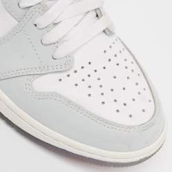 Air Jordans White Leather Jordan 1 Retro High Zoom White Racer Blue Sneakers Size 41