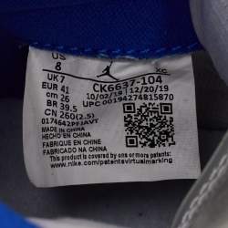 Air Jordans White Leather Jordan 1 Retro High Zoom White Racer Blue Sneakers Size 41
