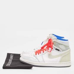 Air Jordans White Leather Jordan 1 Retro High Zoom White Racer Blue Sneakers Size 41