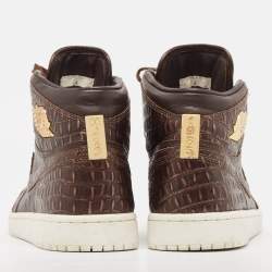 Air Jordans Brown Leather Jordan 1 Retro Pinnacle Baroque Brown Sneakers Size 44