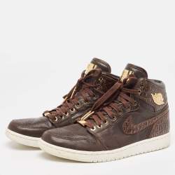 Air Jordans Brown Leather Jordan 1 Retro Pinnacle Baroque Brown Sneakers Size 44
