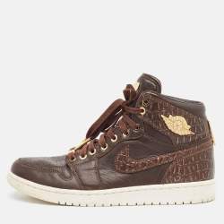 Air Jordans Brown Leather Jordan 1 Retro Pinnacle Baroque Brown Sneakers Size 44