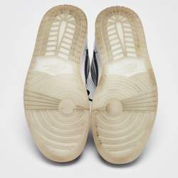 Pre Owned Air Jordans White/Black Leather Jordan 1 Mid Diamond Shorts Sneakers Size 40