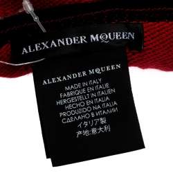 Alexander McQueen Black & Red Skull Patterned Wool Scarf