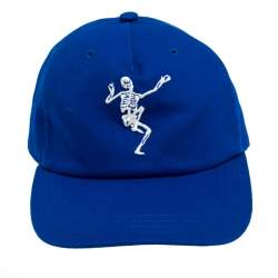 Pre Owned Alexander McQueen Blue Cotton Dancing Skeleton Baseball Cap S