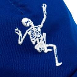 Pre Owned Alexander McQueen Blue Cotton Dancing Skeleton Baseball Cap L